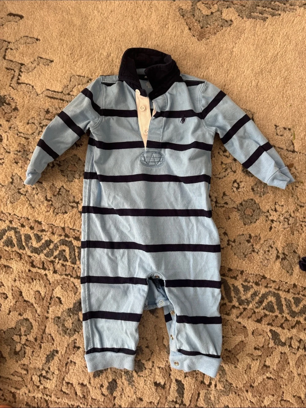 Lot of 4 Pieces Ralph Lauren Blue Striped Kids Boys Onesie Romper 9M